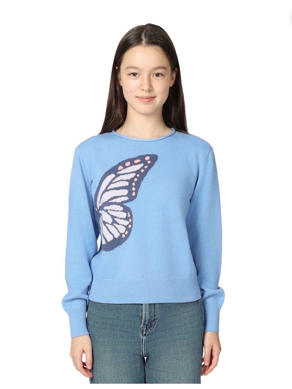 GAP Light Blue Sweater with Butterfly Graphic